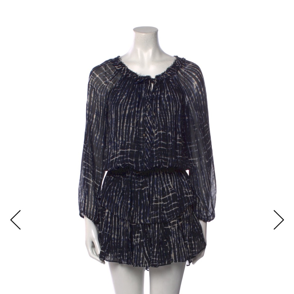 LoveShackFancy Navy and White Blouse Dress